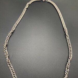 Silver Toned Wheat Slick Chain Necklace 25" UNMARKED